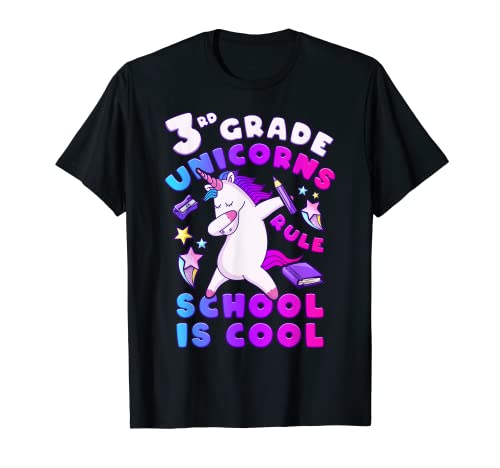 Erster Schultag, Mädchen 3. Klasse, Einhorn T-Shirt von Back To School Gifts for Girls by Fluffy Prints