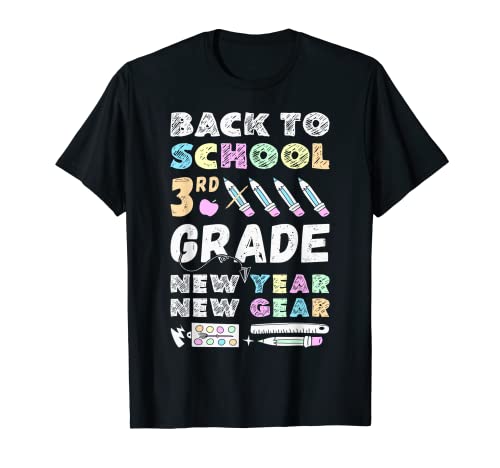 Mädchen 3. Klasse, Zurück zur Schule, Schulsachen für die 3. T-Shirt von Back To School Gifts for Girls by Fluffy Prints