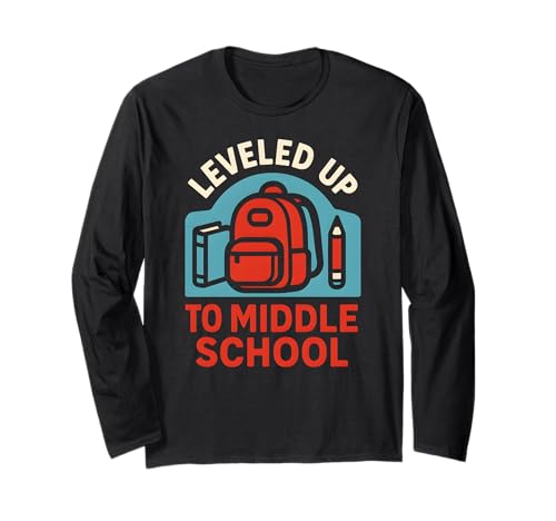 In die Mittelschule hochgestuft Coole Kinder, Jungs, zurück zur Schule Langarmshirt In die Mittelschule hochgestuft Coole Kinder, Jungs, zurück zur Schule Langarmshirt von Back To School Happy Middle School Outfit Apparel