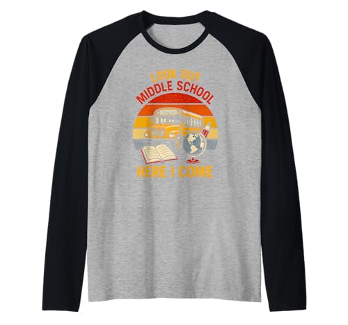 Look Out Middle School Cool Kids Boys Back to School Bus Raglan Look Out Middle School Cool Kids Boys Back to School Bus Raglan von Back To School Happy Middle School Outfit Apparel