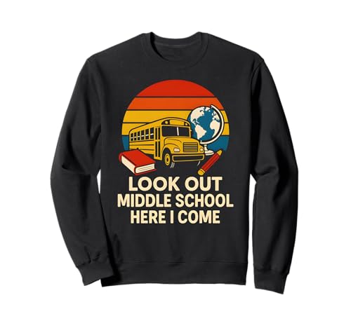Look Out Middle School Cool Kids Boys Back to School Bus Sweatshirt von Back To School Happy Middle School Outfit Apparel