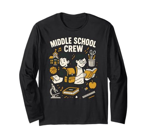 Middle School Crew Cool für Kinder, für Jungen, Vintage-Stil, zurück zur Schule Langarmshirt Middle School Crew Cool für Kinder, für Jungen, Vintage-Stil, zurück zur Schule Langarmshirt von Back To School Happy Middle School Outfit Apparel