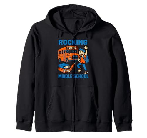 Rocking Middle School Fun Jungen Videospiel Back to School Bus Kapuzenjacke Rocking Middle School Fun Jungen Videospiel Back to School Bus Kapuzenjacke von Back To School Happy Middle School Outfit Apparel