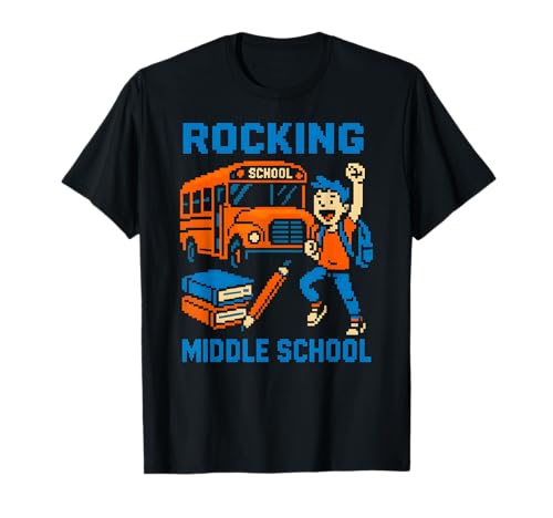 Rocking Middle School Fun Jungen Videospiel Back to School Bus T-Shirt Rocking Middle School Fun Jungen Videospiel Back to School Bus T-Shirt von Back To School Happy Middle School Outfit Apparel