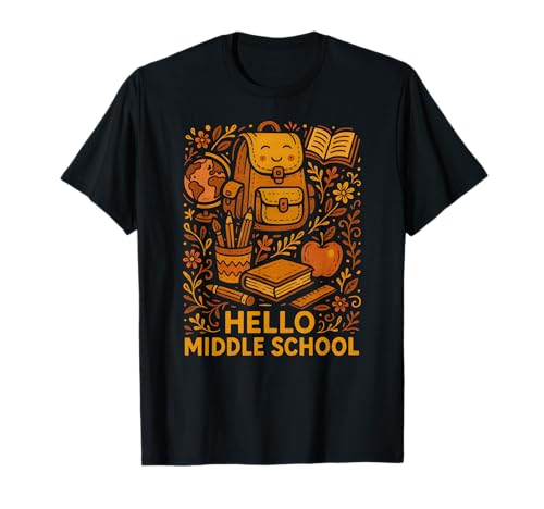 Zurück zur Schule Hallo Mittelschule, süßer erster Tag für Frauen T-Shirt von Back To School Happy Middle School Outfit Apparel