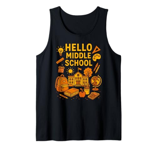 Zurück zur Schule Hallo Mittelschule, süßer erster Tag für Frauen Tank Top von Back To School Happy Middle School Outfit Apparel