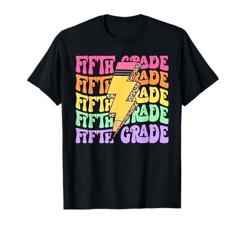 Retro 5. Klasse Lightning Bolt Bleistift Lehrer Schüler Kinder T-Shirt Retro 5. Klasse Lightning Bolt Bleistift Lehrer Schüler Kinder T-Shirt von Back To School Lightning Bolt Pencil Teacher Kids