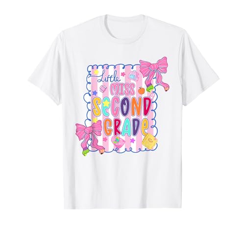 Little Miss 2nd Grade Kinder Mädchen Kokette Schleife Back to School T-Shirt Little Miss 2nd Grade Kinder Mädchen Kokette Schleife Back to School T-Shirt von Back To School Little Miss Daughter Gifts