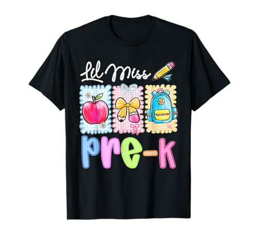 Little Miss Pre-k Kinder Mädchen Kokette Schleife Zurück zur Schule T-Shirt Little Miss Pre-k Kinder Mädchen Kokette Schleife Zurück zur Schule T-Shirt von Back To School Little Miss Daughter Gifts