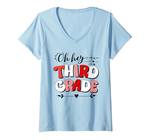 Damen Oh Hey Third, Cool 3rd Grade Team T-Shirt mit V-Ausschnitt Damen Oh Hey Third, Cool 3rd Grade Team T-Shirt mit V-Ausschnitt von Back To School Oh Hey Third Grade Teachers Tee