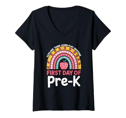 Damen Erster Tag von Pre-K Back to School T-Shirt mit V-Ausschnitt von Back To School Pre-K Humor