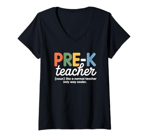 Damen Pre-K Lehrer Back to School T-Shirt mit V-Ausschnitt von Back To School Pre-K Humor
