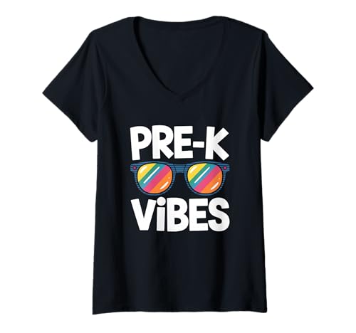 Damen Pre-K Vibes Zurück zur Schule T-Shirt mit V-Ausschnitt von Back To School Pre-K Humor