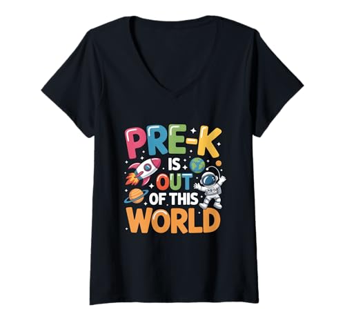 Damen Pre-K ist Nicht von Dieser Welt Zurück zur Schule T-Shirt mit V-Ausschnitt von Back To School Pre-K Humor