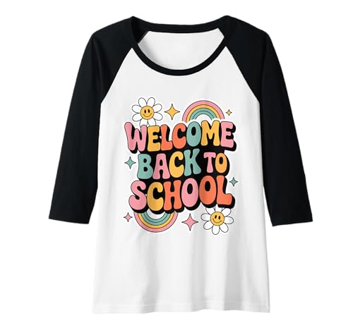 Damen Retro-Welcome Back to School Teacher Appreciation Kids Girls Raglan Damen Retro-Welcome Back to School Teacher Appreciation Kids Girls Raglan von Back To School Retro Teacher Student Daisy Rainbow