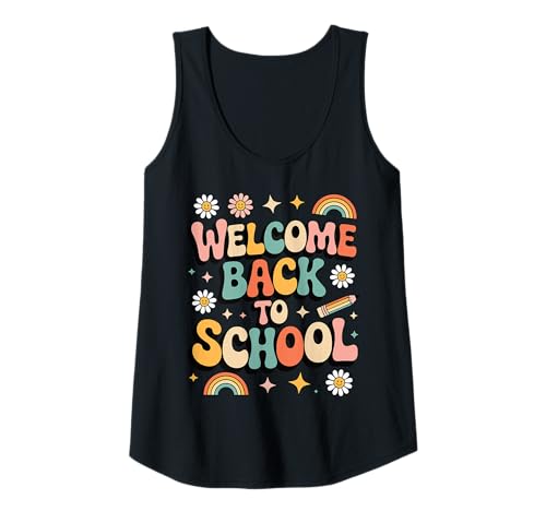Damen Retro-Welcome Back to School Teacher Appreciation für Jungen und Mädchen Tank Top Damen Retro-Welcome Back to School Teacher Appreciation für Jungen und Mädchen Tank Top von Back To School Retro Teacher Student Daisy Rainbow