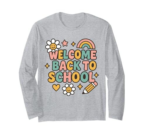 Retro-Welcome Back to School Teacher Appreciation Kids Girls Langarmshirt Retro-Welcome Back to School Teacher Appreciation Kids Girls Langarmshirt von Back To School Retro Teacher Student Daisy Rainbow