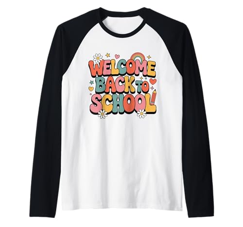 Retro-Welcome Back to School Teacher Appreciation Kids Girls Raglan Retro-Welcome Back to School Teacher Appreciation Kids Girls Raglan von Back To School Retro Teacher Student Daisy Rainbow