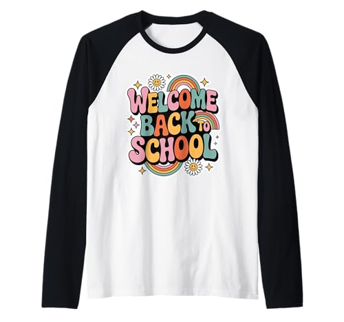 Retro-Welcome Back to School Teacher Appreciation Kids Girls Raglan von Back To School Retro Teacher Student Daisy Rainbow