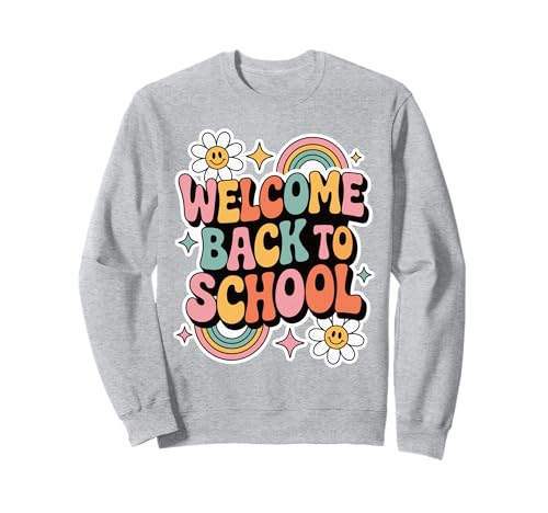 Retro-Welcome Back to School Teacher Appreciation Kids Girls Sweatshirt Retro-Welcome Back to School Teacher Appreciation Kids Girls Sweatshirt von Back To School Retro Teacher Student Daisy Rainbow