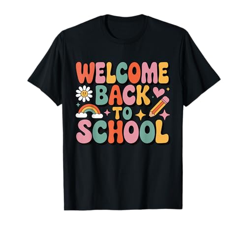 Retro-Welcome Back to School Teacher Appreciation Kids Girls T-Shirt von Back To School Retro Teacher Student Daisy Rainbow