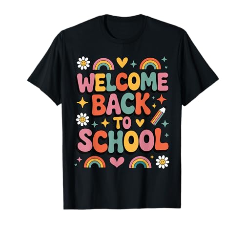 Retro-Welcome Back to School Teacher Appreciation Kids Girls T-Shirt von Back To School Retro Teacher Student Daisy Rainbow