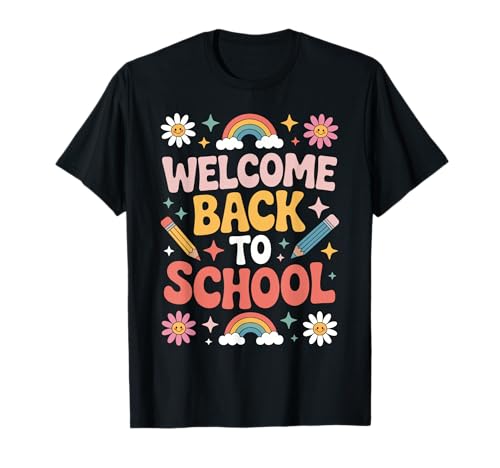 Retro-Welcome Back to School Teacher Appreciation Kids Girls T-Shirt von Back To School Retro Teacher Student Daisy Rainbow