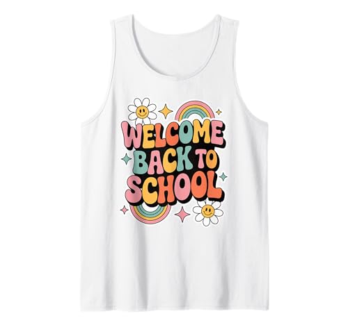 Retro-Welcome Back to School Teacher Appreciation Kids Girls Tank Top von Back To School Retro Teacher Student Daisy Rainbow