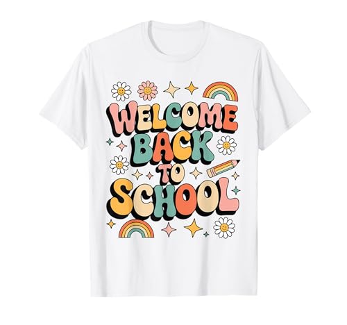 Retro-Welcome Back to School Teacher Appreciation für Jungen und Mädchen T-Shirt Retro-Welcome Back to School Teacher Appreciation für Jungen und Mädchen T-Shirt von Back To School Retro Teacher Student Daisy Rainbow