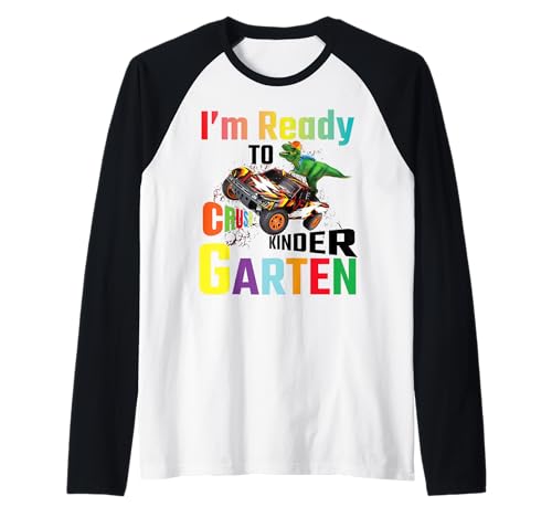 I'm Ready to Crush Kindergarten Boys Back to School Dinosaur Raglan von Back To School Shirts,Dinosaur Kindergarten Shirt