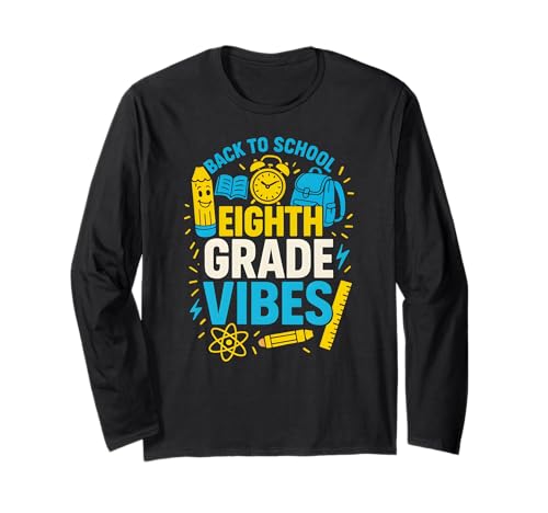 Back To School Achte Klasse Vibes Süße Mädchen am ersten Tag Langarmshirt von Back To School Teacher Must Haves Happy Outfits