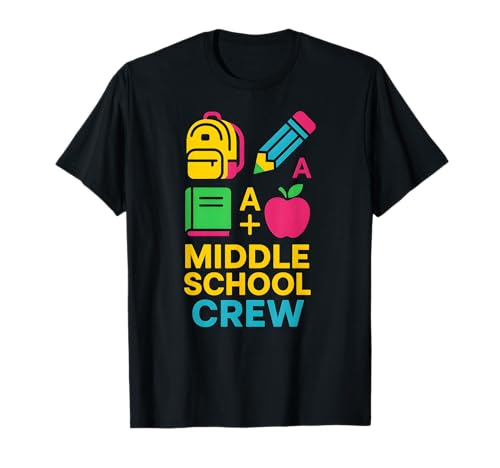 Back To School Middle School Crew, niedlicher erster Tag für Frauen T-Shirt Back To School Middle School Crew, niedlicher erster Tag für Frauen T-Shirt von Back To School Teacher Must Haves Happy Outfits