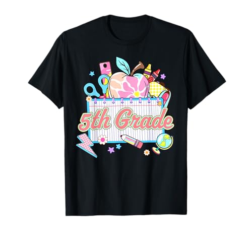 5. Klasse Kinder Mädchen Zurück zur Schule Lehrer Apfel Blume T-Shirt 5. Klasse Kinder Mädchen Zurück zur Schule Lehrer Apfel Blume T-Shirt von Back To School Teachers 5th Grade Kids Girls