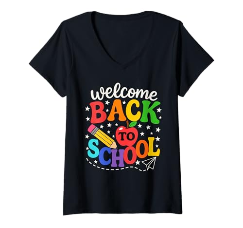 Damen Willkommen zurück in die Schule: Kunst am ersten Tag für Kinder und Lehrer T-Shirt mit V-Ausschnitt Damen Willkommen zurück in die Schule: Kunst am ersten Tag für Kinder und Lehrer T-Shirt mit V-Ausschnitt von Back To School Tee
