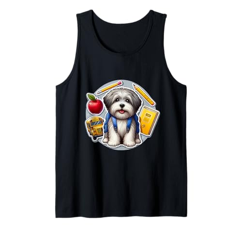 Back to School Tibetan Terrier Hund Jungen Mädchen Besitzer Student Tank Top von Back To School Tibetan Terrier Dog Products