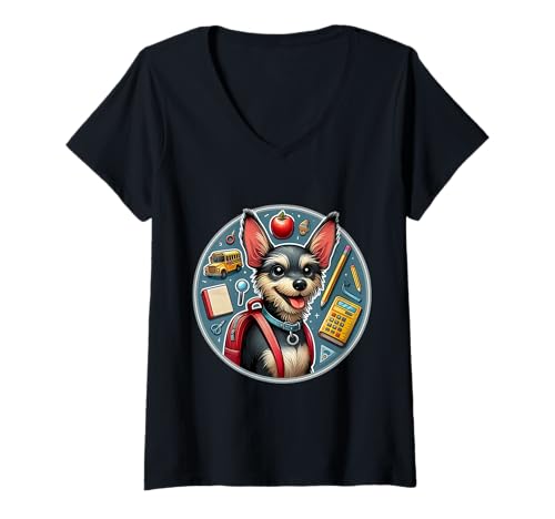 Damen Back To School Xoloitzcuintli Hund Jungen Mädchen Besitzer Kinder T-Shirt mit V-Ausschnitt Damen Back To School Xoloitzcuintli Hund Jungen Mädchen Besitzer Kinder T-Shirt mit V-Ausschnitt von Back To School Xoloitzcuintli Dog Products