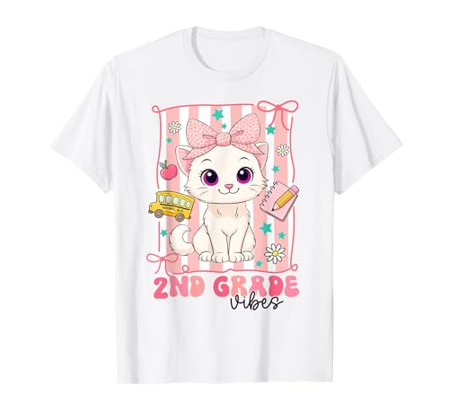 2. Klasse Vibes Back to School Süße Katze für Mädchen und Kinder T-Shirt von Back To School