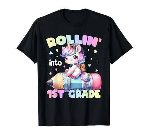 Süsses Einhorn-Mädchen für Schulanfang in der 1. Klasse T-Shirt Süsses Einhorn-Mädchen für Schulanfang in der 1. Klasse T-Shirt von Back To School