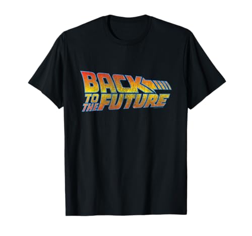 Back To The Future Offiziell Lizenziertes T-Shirt Schwarz Klein Klassische Passform Kurzarm Crew-Ausschnitt Männer Freizeit von Back To The Future