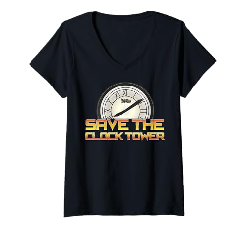 Damen Zurück in die Zukunft Rette den Glockenturm C1 T-Shirt mit V-Ausschnitt von Back To The Future