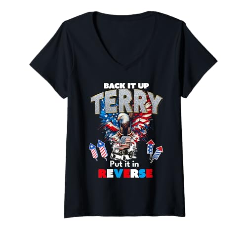 Damen Lustig, Back-Up-Frottee, legen Sie es in umgekehrtes Feuerwerk 4. Juli T-Shirt mit V-Ausschnitt Damen Lustig, Back-Up-Frottee, legen Sie es in umgekehrtes Feuerwerk 4. Juli T-Shirt mit V-Ausschnitt von Back Up Terry Put it in reverse Happy 4th of July