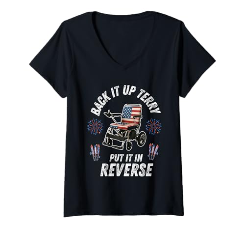 Damen Lustig, Back-Up-Frottee, legen Sie es in umgekehrtes Feuerwerk 4. Juli T-Shirt mit V-Ausschnitt Damen Lustig, Back-Up-Frottee, legen Sie es in umgekehrtes Feuerwerk 4. Juli T-Shirt mit V-Ausschnitt von Back Up Terry Put it in reverse Happy 4th of July
