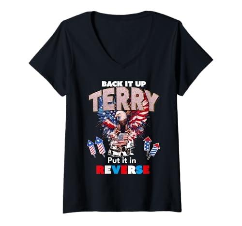 Damen Lustig, Back-Up-Frottee, legen Sie es in umgekehrtes Feuerwerk 4. Juli T-Shirt mit V-Ausschnitt Damen Lustig, Back-Up-Frottee, legen Sie es in umgekehrtes Feuerwerk 4. Juli T-Shirt mit V-Ausschnitt von Back Up Terry Put it in reverse Happy 4th of July