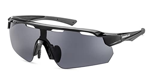 Back in Black Unisex Sportbrille/Angesagte Shield-Sonnenbrille für Damen & Herren/Graue Gläser F2511623 von Back in Black