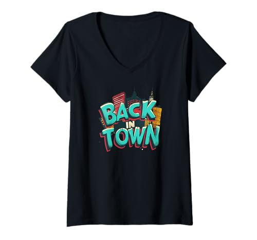 Damen Back in Town für einen coolen und zeitlosen Look T-Shirt mit V-Ausschnitt Damen Back in Town für einen coolen und zeitlosen Look T-Shirt mit V-Ausschnitt von Back in Town