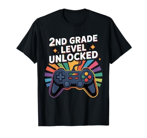 Level Unlocked 2nd Grade Colorful Controller Gamer Kids Boys T-Shirt Level Unlocked 2nd Grade Colorful Controller Gamer Kids Boys T-Shirt von Back to School 2nd Grade Gamer Controller Outfit