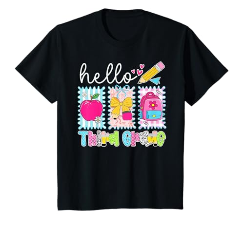 Kinder Hallo, dritte Klasse, erster Schultag, Kokette, Lehrerin T-Shirt Kinder Hallo, dritte Klasse, erster Schultag, Kokette, Lehrerin T-Shirt von Back to School 3rd Grade Coquette Teacher & Girl