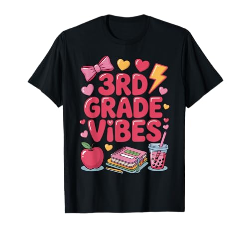 3rd Grade Vibes Cute Pink Bow Classroom Girls Outfit T-Shirt 3rd Grade Vibes Cute Pink Bow Classroom Girls Outfit T-Shirt von Back to School 3rd Grade Vibes Cute Bow Girls Look