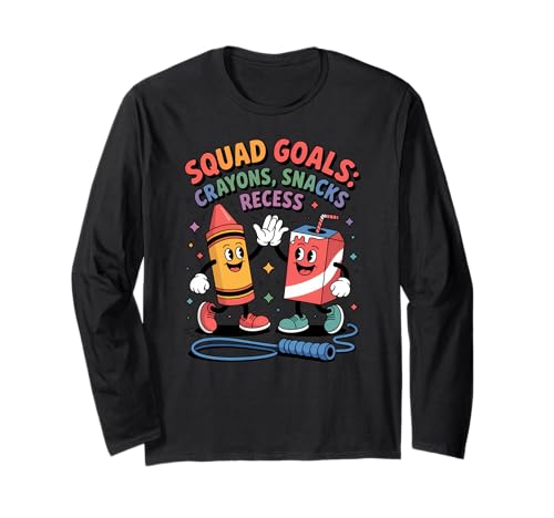 Squad Goals Buntstifte Snacks Recess Lustige Kinder Langarmshirt von Back to School Apparel Gifts by Anastasia