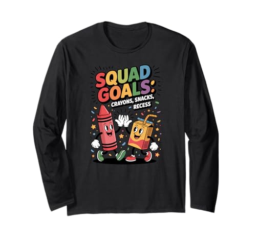 Squad Goals Buntstifte Snacks Recess Lustige Kinder Langarmshirt von Back to School Apparel Gifts by Anastasia